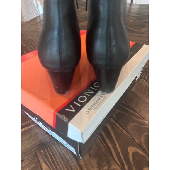 Vionic Georgia Womens 7.5 Comfort Leather Black Boho Western Bootie Witch Biker - Picture 4 of 9